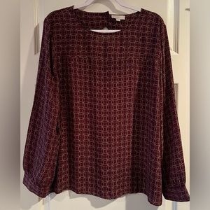 LOFT Outlet Geo Back Keyhole Blouse Sz XL